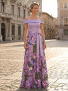 Sequin A-Line Off the Shoulder Mother of the Bride Dresses with Floral Embroidery