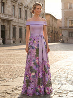 Sequin A-Line Off the Shoulder Mother of the Bride Dresses with Floral Embroidery