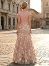 Sequin A-Line V Neck Mother of the Bride Dresses with Floral Embroidery