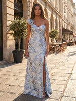 Jacquard Mermaid One Shoulder Mother of the Bride Dresses with Side Slit