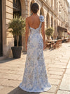 Jacquard Mermaid One Shoulder Mother of the Bride Dresses with Side Slit