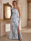 Jacquard Mermaid One Shoulder Mother of the Bride Dresses with Side Slit