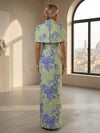 Jacquard Sheath Strapless Mother of the Bride Dresses with Caps