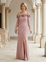 Chiffon Mermaid Off the Shoulder Mother of the Bride Dresses with 3D Flowers