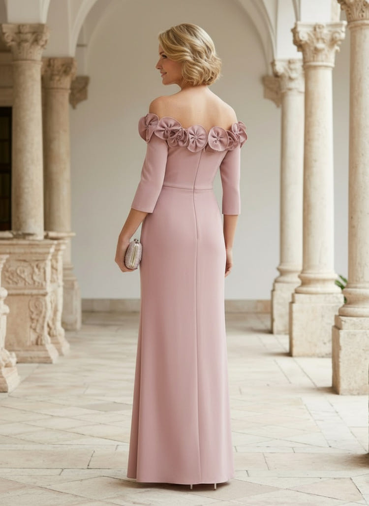 Chiffon Mermaid Off the Shoulder Mother of the Bride Dresses with 3D Flowers