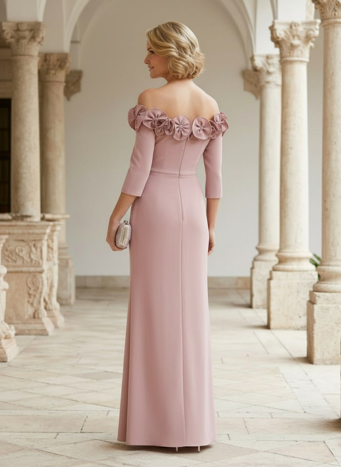 Chiffon Mermaid Off the Shoulder Mother of the Bride Dresses with 3D Flowers