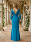 Chiffon Mermaid V Neck Mother of the Bride Dresses with Lace