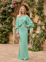 Chiffon Mermaid Crew Neck Mother of the Bride Dresses with Caps