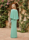 Chiffon Mermaid Crew Neck Mother of the Bride Dresses with Caps