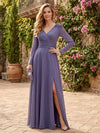 Chiffon A-Line V Neck Mother of the Bride Dresses with Side Slit