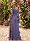 Chiffon A-Line V Neck Mother of the Bride Dresses with Side Slit