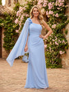 Chiffon Mermaid One Shoulder Mother of the Bride Dresses with 3D Flowers