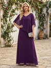 Chiffon A-Line V Neck Mother of the Bride Dresses with Caps