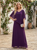 Chiffon A-Line V Neck Mother of the Bride Dresses with Caps