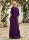 Chiffon A-Line V Neck Mother of the Bride Dresses with Caps