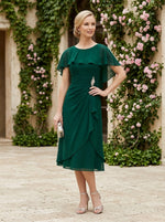 Chiffon A-Line Crew Neck Mother of the Bride Dresses with Caps