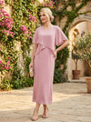 Chiffon Sheath Crew Neck Beaded Mother of the Bride Dresses