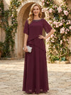 Chiffon A-Line Crew Neck Beaded Mother of the Bride Dresses