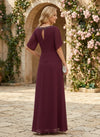 Chiffon A-Line Crew Neck Beaded Mother of the Bride Dresses
