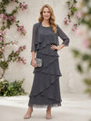 Chiffon A-Line Crew Neck Mother of the Bride Dresses with Jacket