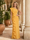 Chiffon Mermaid Asymmetric Neck Mother of the Bride Dresses with Ruffles