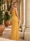 Chiffon Mermaid Asymmetric Neck Mother of the Bride Dresses with Ruffles