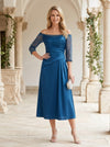 Chiffon A-Line Off the Shoulder Beaded Mother of the Bride Dresses