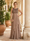 Chiffon A-Line Crew Neck Mother of the Bride Dresses with Sequin Embroidery