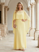 Chiffon A-Line Crew Neck Mother of the Bride Dresses with Caps