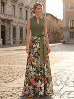 Sequin A-Line V Neck Floral Embroidery Mother of the Bride Dresses