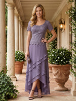 Chiffon A-Line U-Neck Mother of the Bride Dresses with Lace