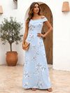 Satin A-Line Off the Shoulder Mother of the Bride Dresses with Floral Print