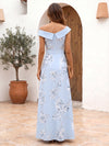 Satin A-Line Off the Shoulder Mother of the Bride Dresses with Floral Print