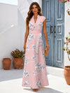 Satin A-Line V Neck Mother of the Bride Dresses with Floral Print