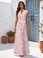 Satin A-Line V Neck Mother of the Bride Dresses with Floral Print