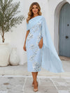 Satin Sheath One Shoulder Mother of the Bride Dresses with Caps