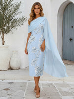 Satin Sheath One Shoulder Mother of the Bride Dresses with Caps