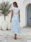 Satin A-Line V Neck Mother of the Bride Dresses with Floral Print