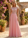 Chiffon A-Line Crew Neck Mother of the Bride Dresses with Sequin Embroidery