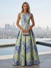 Jacquard A-Line Crew Neck Mother of the Bride Dresses with Pleated