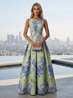 Jacquard A-Line Crew Neck Mother of the Bride Dresses with Pleated