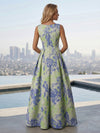 Jacquard A-Line Crew Neck Mother of the Bride Dresses with Pleated