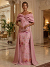 Satin Sheath Off the Shoulder Mother of the Bride Dresses with Sequin Embroidery