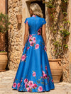 Satin A-Line V Neck Mother of the Bride Dresses with Floral Print
