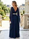 Chiffon A-Line V Neck Mother of the Bride Dresses with Rhinestone