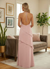 Chiffon A-Line Halter Formal Dresses with Ruffles