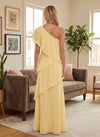 Chiffon A-Line One Shoulder Formal Dresses with Ruffles