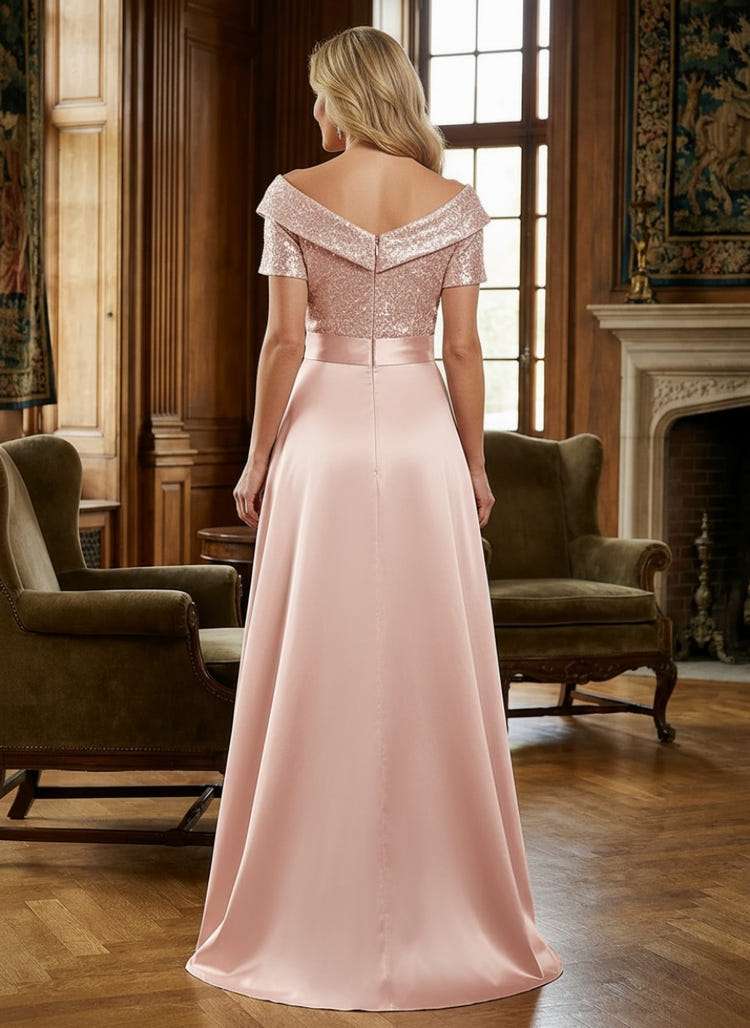 Satin A-Line V Neck Bow Mother of the Bride Dresses