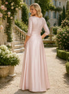 Satin A-Line V Neck Pleated Mother of the Bride Dresses