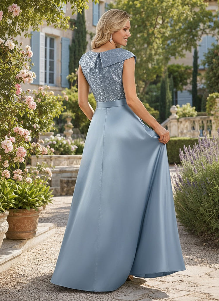 Satin A-Line V Neck Bow Mother of the Bride Dresses
